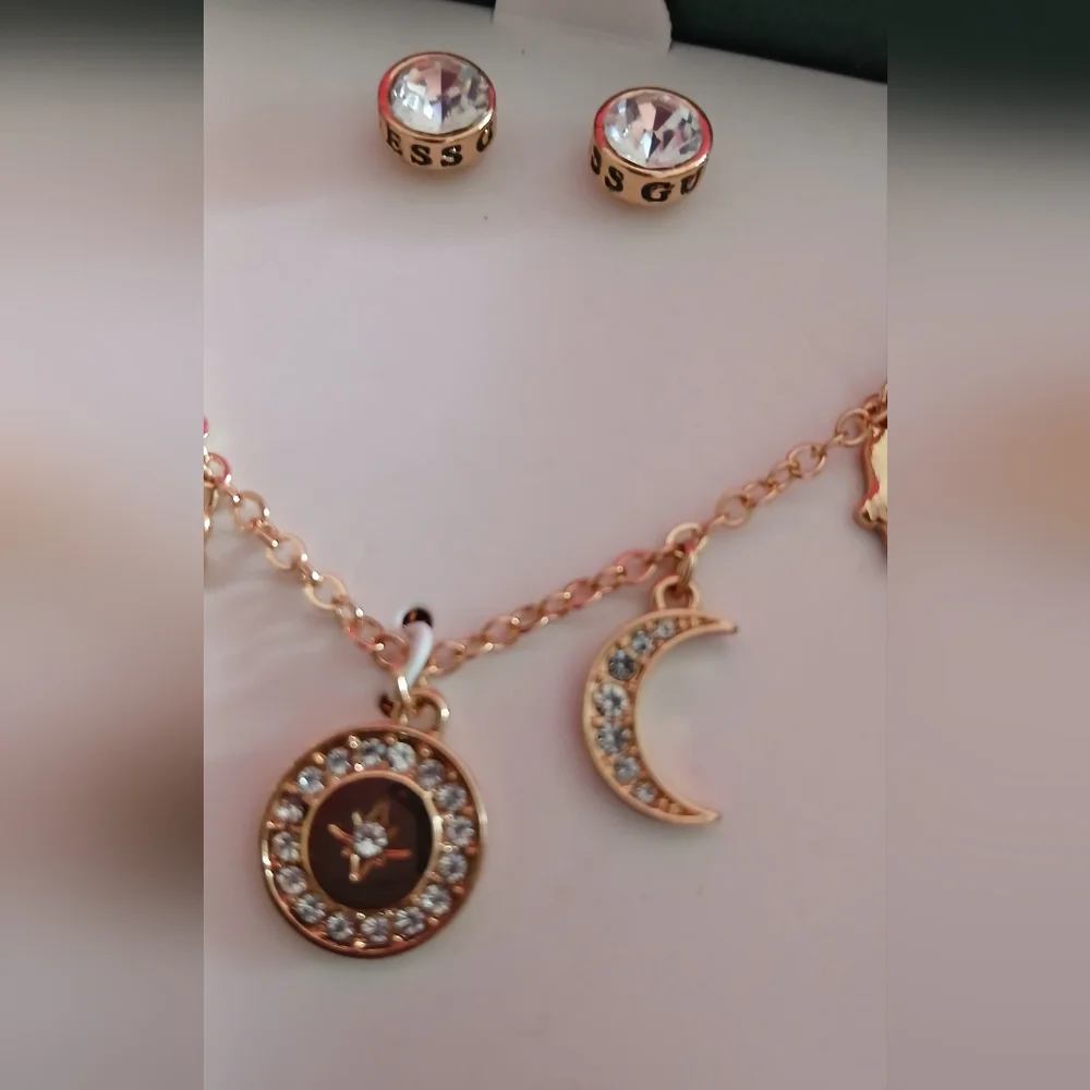🔥NIB 2pc SET MULTI CHARM PENDANT NECKLACE & EARRINGS & FREE GIFT - Picture 7 of 8
